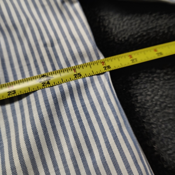 Stafford Mens Wrinkle Free Oxford Button Down Blue Stripe Shirt Size 17.5 34/35 - Picture 6 of 8
